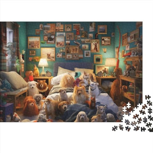 Pet's BedroomPuzzles 500 Teile, Bedroom Puzzlespuzzle Für Erwachsene, Impossible Puzzle, Geschicklichkeitsspiel Für Die Ganze Familie Die Ganze Familie,Erwachsenen DIY Kit 500pcs (52x38cm) von BOHHO