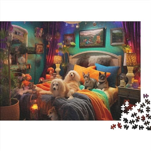 Pet's BedroomPuzzles 500 Teile,Impossible Puzzle, Puzzle Für Erwachsene, Bedroom Puzzles Puzzle Farbenfrohes,Geschicklichkeitsspiel Für Die Ganze Familie 500pcs (52x38cm) von BOHHO