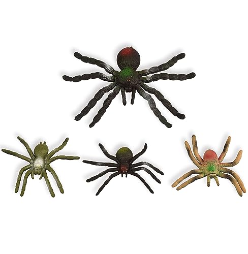 BOHS Dehnbare Spinnenmutter und Kinder – 4-teiliges realistisches großes weiches Gummispielzeug – Halloween-Squishy-Spielzeug – Streichkäfer von BOHS