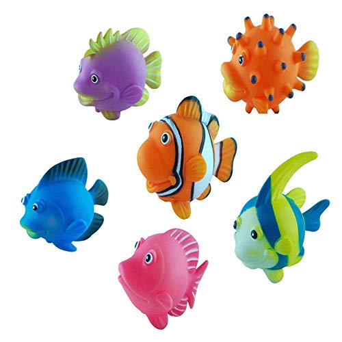 Gummi-Spritzende Fische - Niedlicher schwimmender Cartoon Weiche Meerestiere - Baby-Badespiel Badewanne Wasserspielzeug(6er-Pack) von BOHS