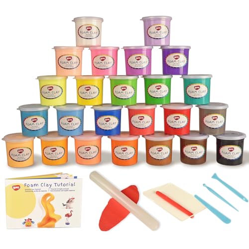 BOHS Modellierschaum-Ton-Werkzeugset, Squishy und an der Luft trocknen, Schulmaterial, Bastelprojekt, Partygeschenke, 24 Farben à 1,2 Kilo BOHS Modellierschaum-Ton-Werkzeugset, Squishy und an der Luft trocknen, Schulmaterial, Bastelprojekt, Partygeschenke, 24 Farben à 1,2 Kilo von BOHS