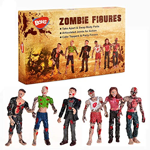 BOHS Zombie-Figuren, Action-Puppen, Spielzeug – Gelenk, Miniatur-Modell – 4 Zoll – 6 Stück (XB-ZF716, Zombie) von BOHS