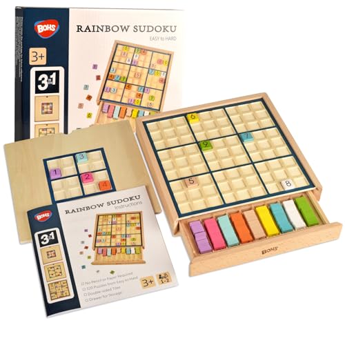 BOHS Hölzernes Regenbogen-Sudoku für Kinder – 3 in 1, leicht bis schwer – mit Buch mit 320 Sudoku-Rätseln – Desktop-Denkspiel-Spielzeug BOHS Hölzernes Regenbogen-Sudoku für Kinder – 3 in 1, leicht bis schwer – mit Buch mit 320 Sudoku-Rätseln – Desktop-Denkspiel-Spielzeug von BOHS