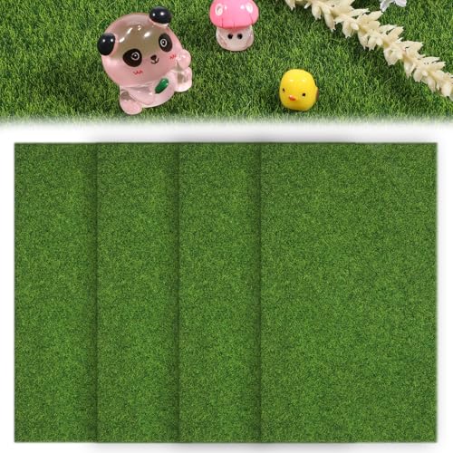 BOHUIZ 4 Packungen Kunstrasen, 15,2 x 25,4 cm, Kunstgras zum Basteln, Miniatur-Feengarten-Gräser, Kunststoff, grüne Gräser, Matte Handwerk für DIY Puppenhaus Ornament BOHUIZ 4 Packungen Kunstrasen, 15,2 x 25,4 cm, Kunstgras zum Basteln, Miniatur-Feengarten-Gräser, Kunststoff, grüne Gräser, Matte Handwerk für DIY Puppenhaus Ornament von BOHUIZ