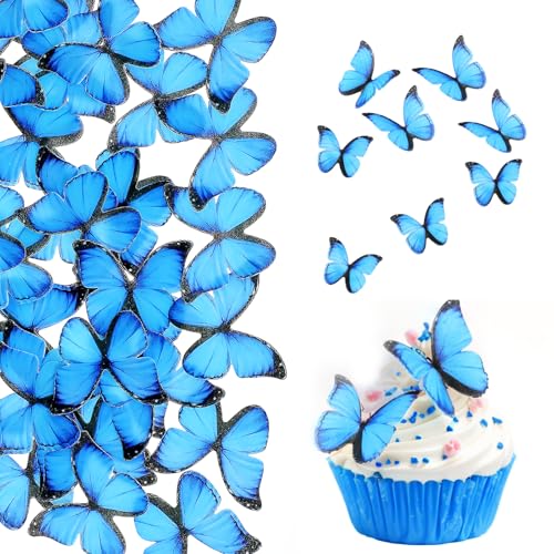 BOHUIZ 60 Stück Schmetterlinge Tortendeko Essbar, Essbare Tortendeko Schmetterlinge für Torte Cupcake Topper Tortenaufleger Geburtstagsdeko Schmetterling für Hochzeit Jubiläum von BOHUIZ