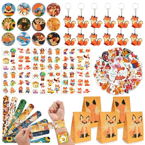 BOIKOKY 110 Stück Fuchs Geburtstagsdekorationen mit Fuchs Schlagarmbändern, Schlüsselanhänger, Tattoo Aufklebern für Kinder, Babypartys, Dschungel Safari Partys 11 BOIKOKY 110 Stück Fuchs Geburtstagsdekorationen mit Fuchs Schlagarmbändern, Schlüsselanhänger, Tattoo Aufklebern für Kinder, Babypartys, Dschungel Safari Partys 11 von BOIKOKY