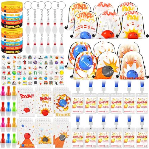 BOIKOKY 84 Teiliges Bowling Mitgebsel Set für Kinder, Bowling Geburtstagsdeko & Zubehör mit Turnbeuteln, Namensschildern, Tattoos, Schlüsselanhängern BOIKOKY 84 Teiliges Bowling Mitgebsel Set für Kinder, Bowling Geburtstagsdeko & Zubehör mit Turnbeuteln, Namensschildern, Tattoos, Schlüsselanhängern von BOIKOKY