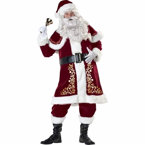 BOJHGO Plus Size Deluxe Samt Erwachsene Weihnachten Cosplay Anzug Paar Weihnachtsmann Tücher Kostüm Uniform for Männer Frauen für Nikolaus(L,Man) von BOJHGO