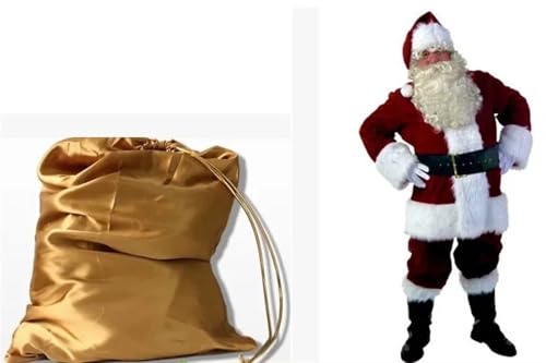 BOJHGO Weihnachtsmann-Kostüm, Luxus-Ausrüstung, Weihnachtskostüme, Weihnachtsmann, rote Kleidung for Erwachsene, Halloween-Kostüme für Nikolaus(L) von BOJHGO