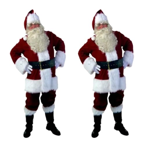 Weihnachts-Cosplay-Kostüm, Performance-Kleidung for Erwachsene, Männer und Frauen, Weihnachtsmann-Kleidung for Paare für Nikolaus(L,Men without beard) von BOJHGO