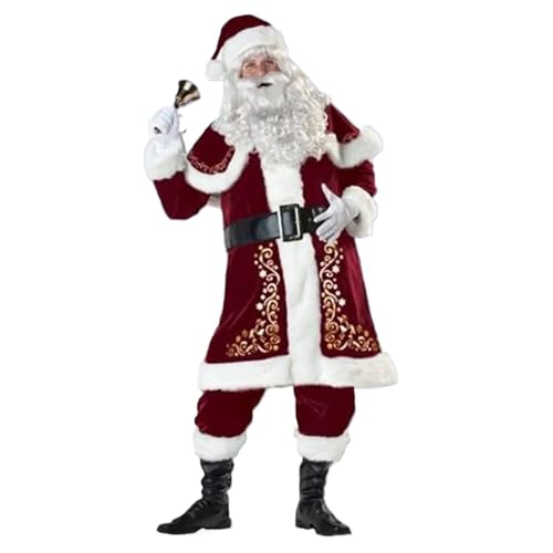 Weihnachts-Cosplay-Kostüm, Performance-Kleidung for Erwachsene, Männer und Frauen, Weihnachtsmann-Kleidung for Paare für Nikolaus(M,Men with beard) von BOJHGO