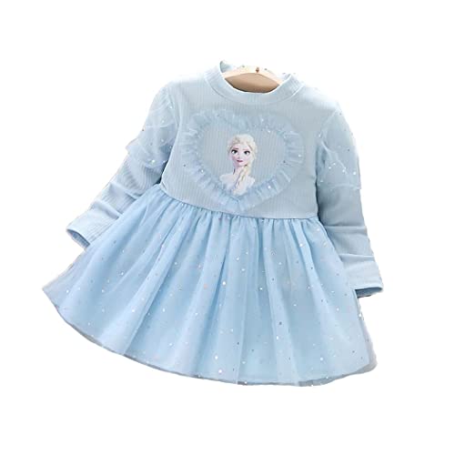 BOJON ELSA Kleider Shine Winterkleid Strickwaren Langarm Gefrorene Eiskönigin Prinzessin Eisprinzessin Kostüm Mädchen Kinder von BOJON