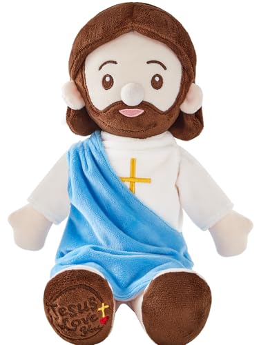 BOKUFLY Jesus-Plüschpuppe, Jesus, Plüschtier, christliches Zeug, religiös, für Kinder, Taufe, Ostern, 36,1 cm, Blau von BOKUFLY