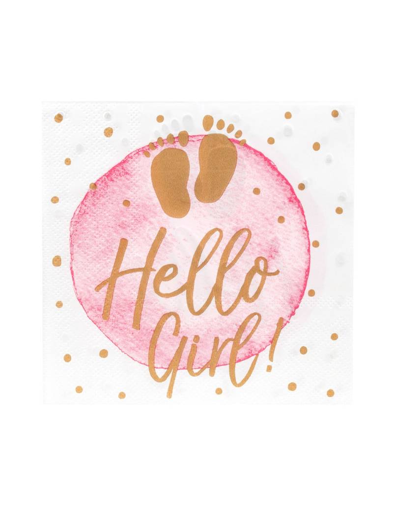 20 Hello Girl Servietten, Papier, 33x33cm, rosa-gold von BOLAND BV