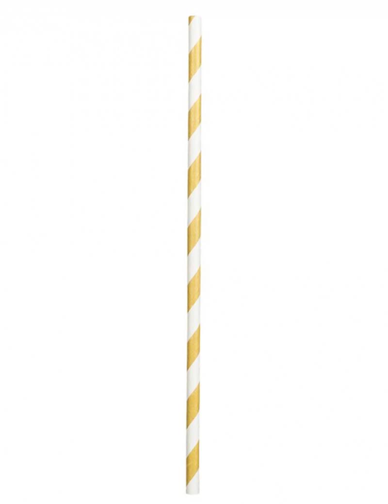 20 Pappstrohhalme goldgestreift 20 cm von BOLAND BV
