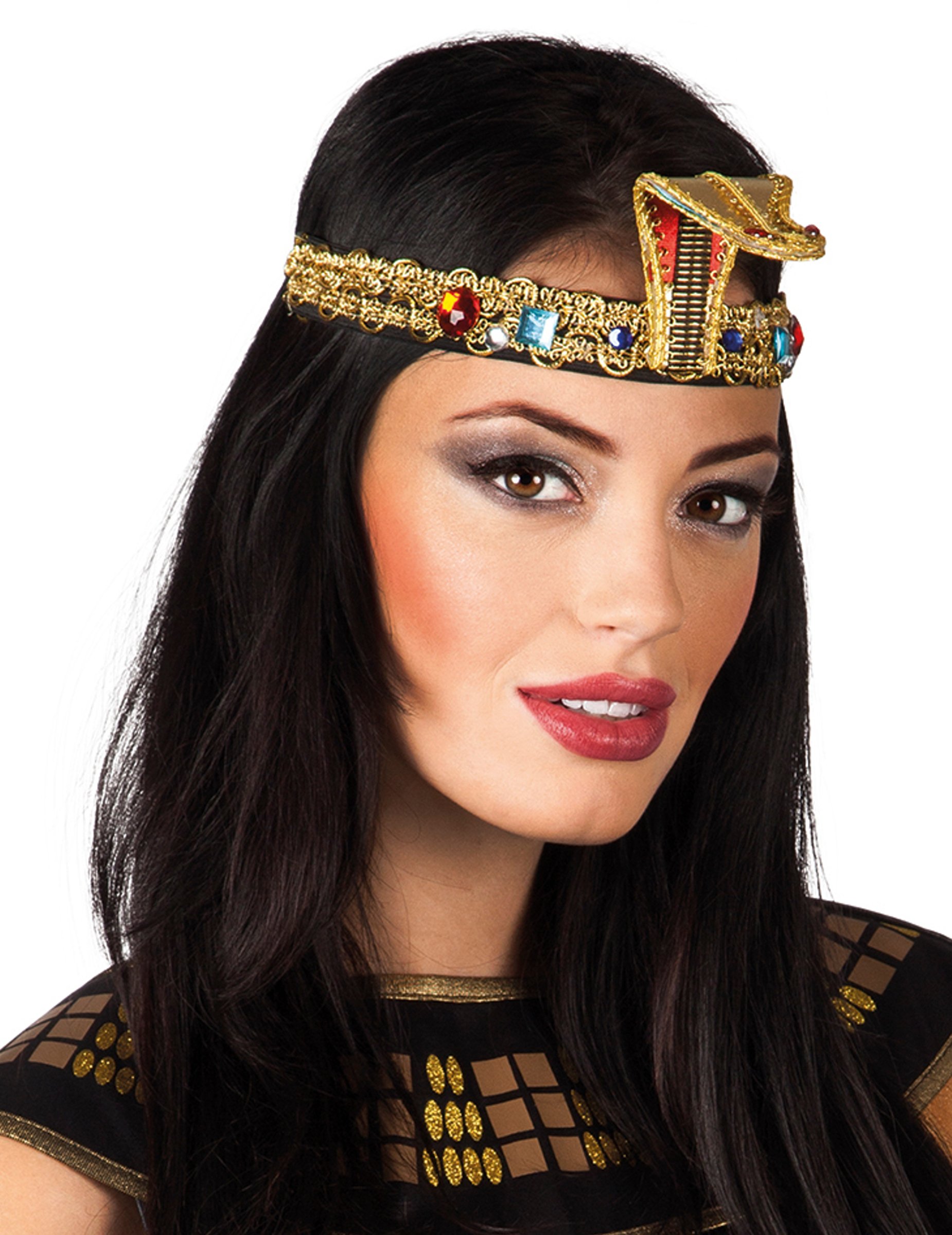 Ägyptische Pharaonin Cleopatra Stirnband mit Schlange Kostüm-Accessoire gold von BOLAND BV