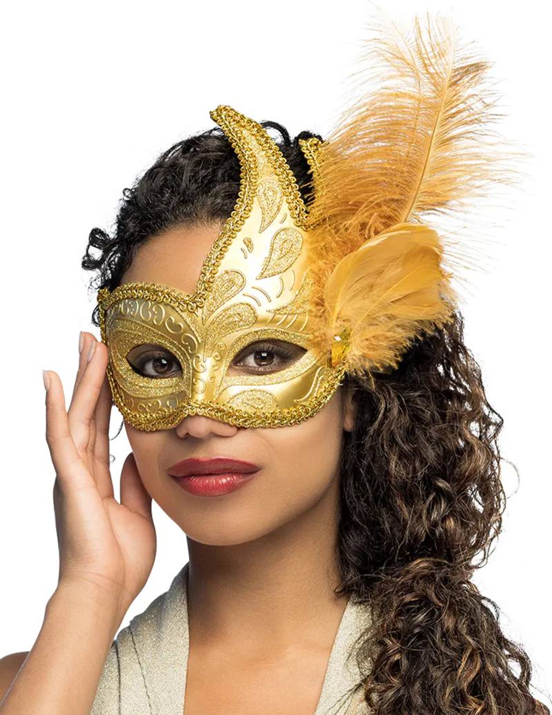 Augenmaske Gold Federn für Erwachsene von BOLAND BV