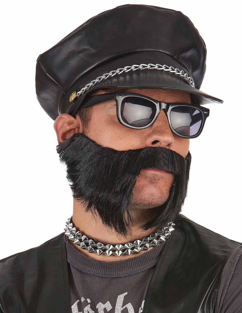 Biker Mütze Rocker Lederoptik mit Kette schwarz von BOLAND BV