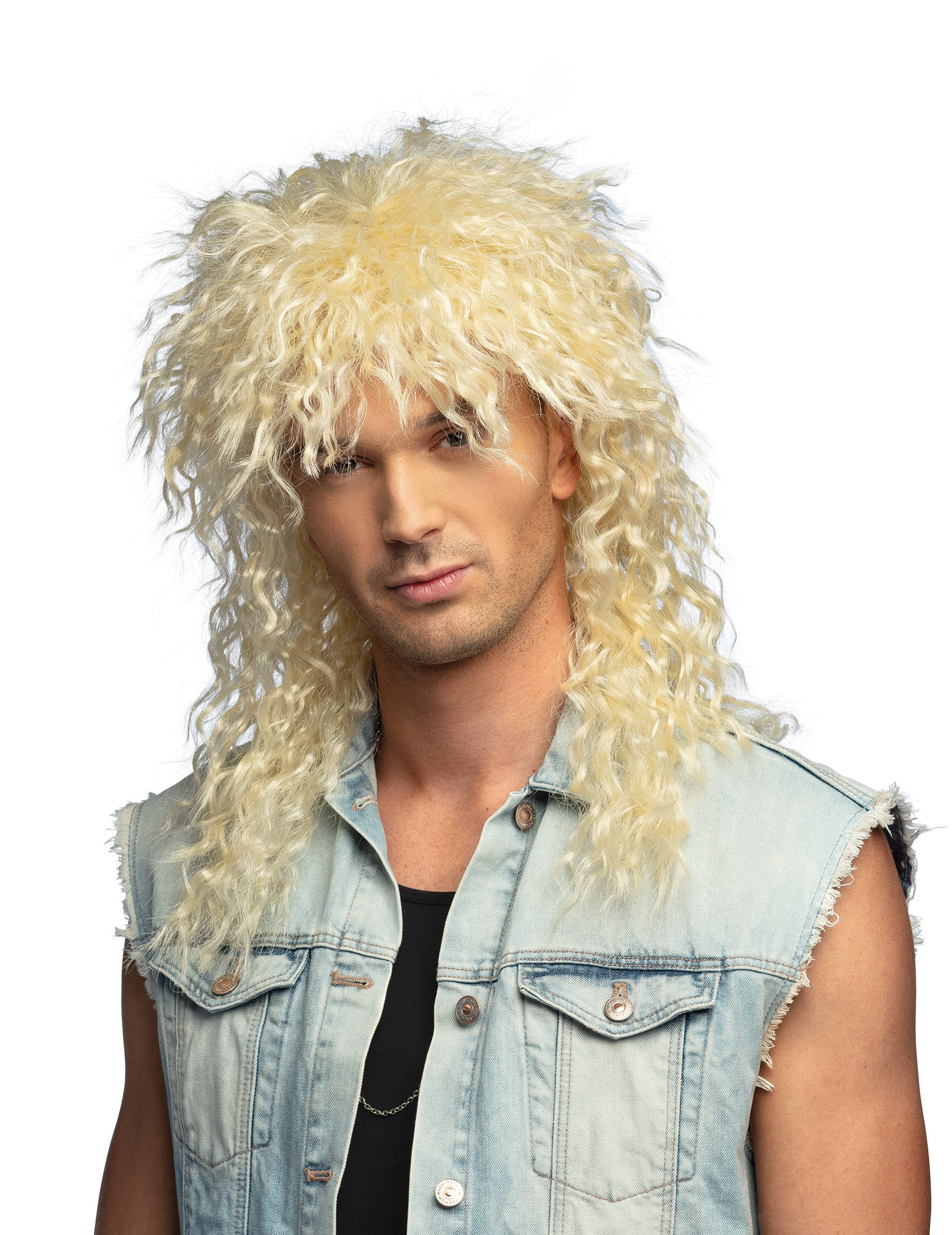 Blonde Rocker Perücke mit Locken Erwachsene Blonde Rocker Perücke mit Locken Erwachsene von BOLAND BV