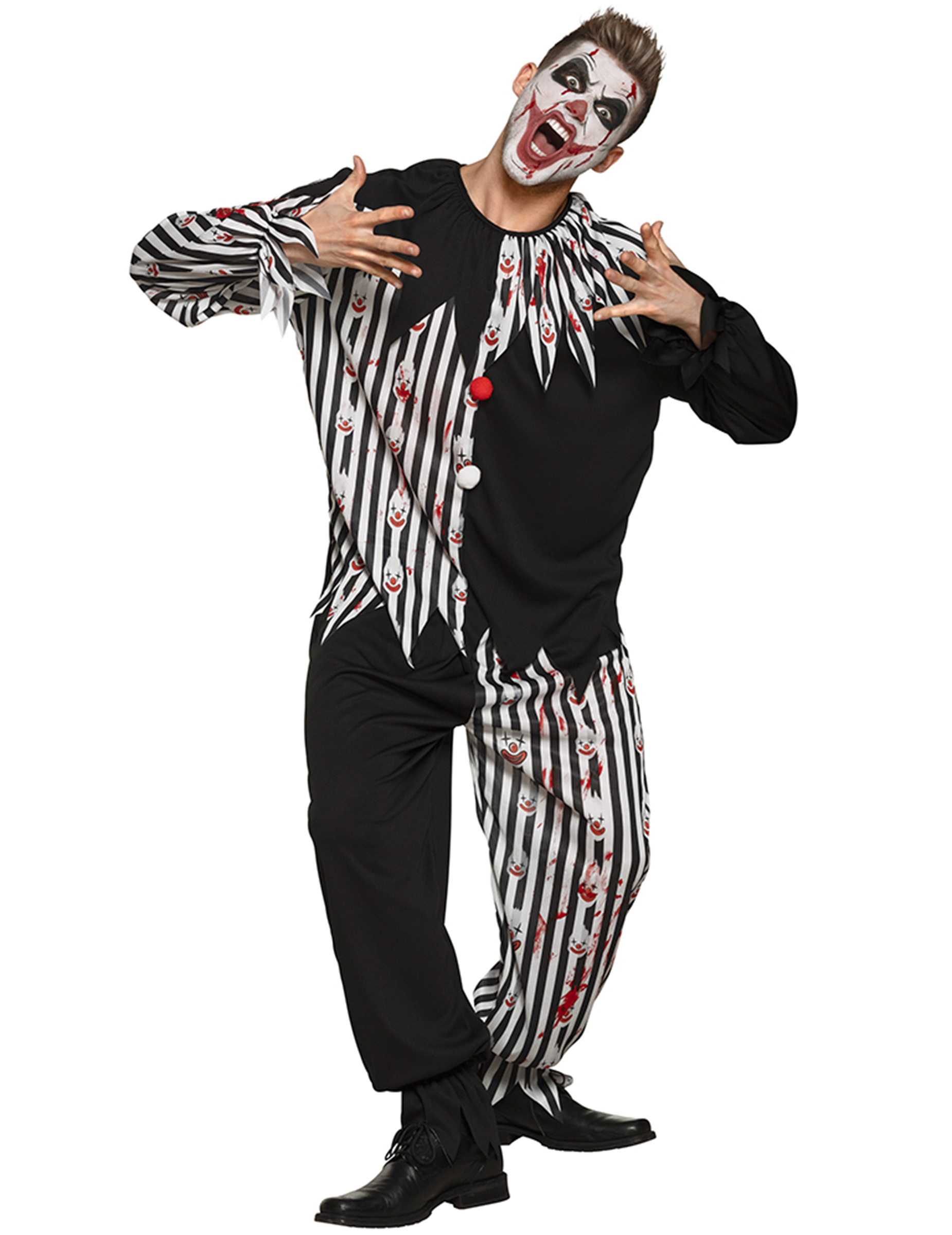 Blutiges Clown-Kostüm für Herren Halloween-Kostüm schwarz-weiss von BOLAND BV