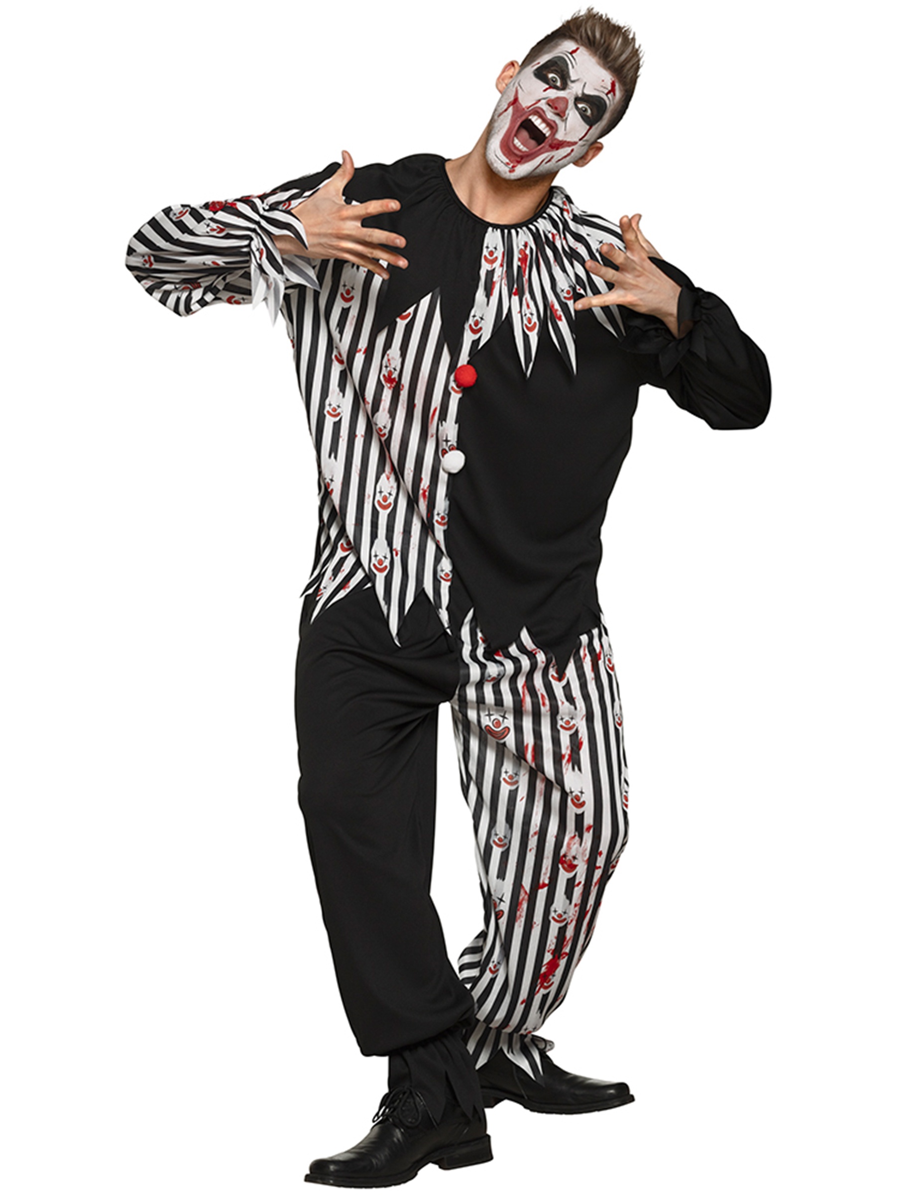 Blutiges Clown-Kostüm für Herren Halloween-Kostüm schwarz-weiss Blutiges Clown-Kostüm für Herren Halloween-Kostüm schwarz-weiss von BOLAND BV