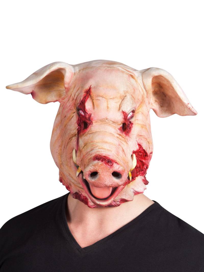 Blutiges Horror-Schwein Halloween-Maske rosa-rot von BOLAND BV