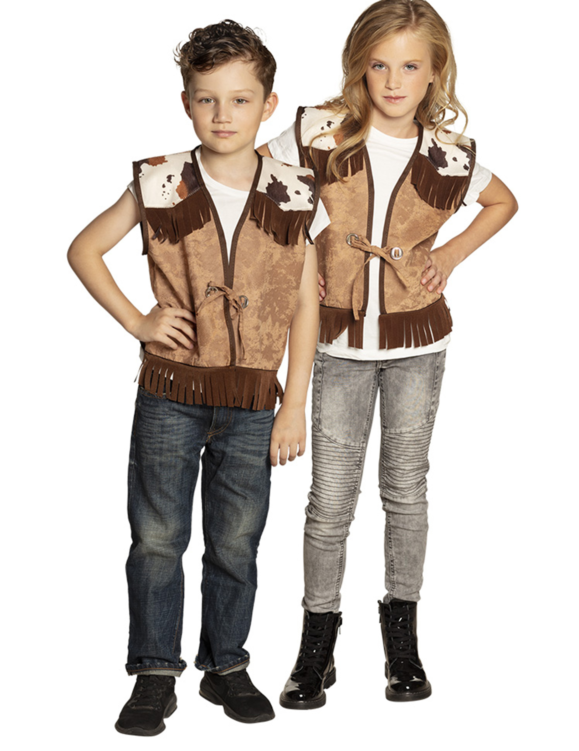Cowboy-Weste für Kinder Kinderkostüm braun-weiss Cowboy-Weste für Kinder Kinderkostüm braun-weiss von BOLAND BV