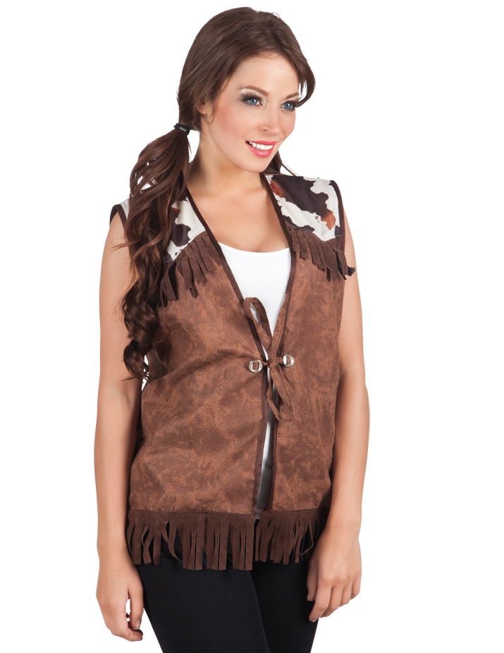 Cowgirl-Weste Western-Jacke mit Kuhflecken für Damen braun-weiss Cowgirl-Weste Western-Jacke mit Kuhflecken für Damen braun-weiss von BOLAND BV
