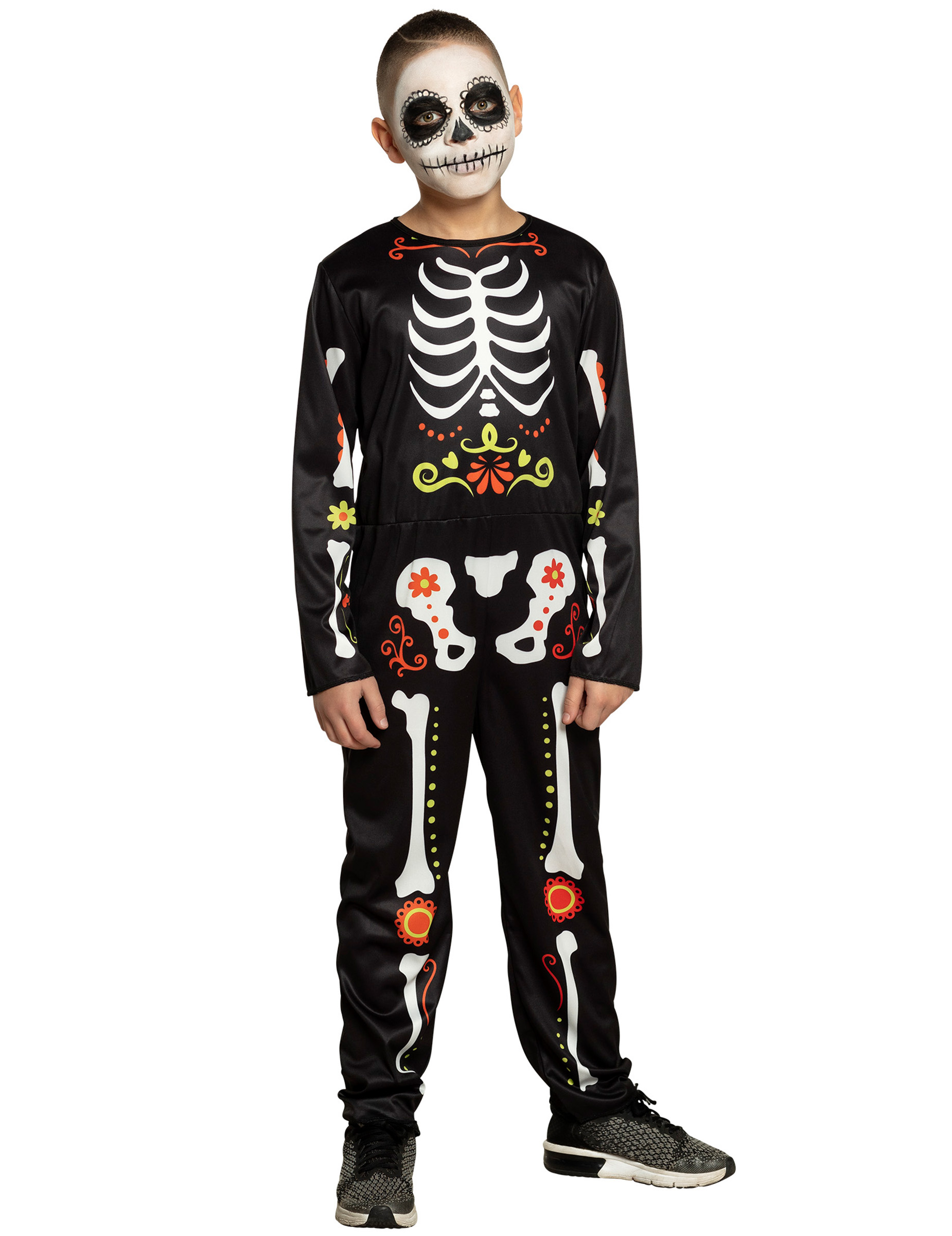 Día de los Muertos-Kostüm für Jungen Halloween-Kostüm schwarz-bunt von BOLAND BV