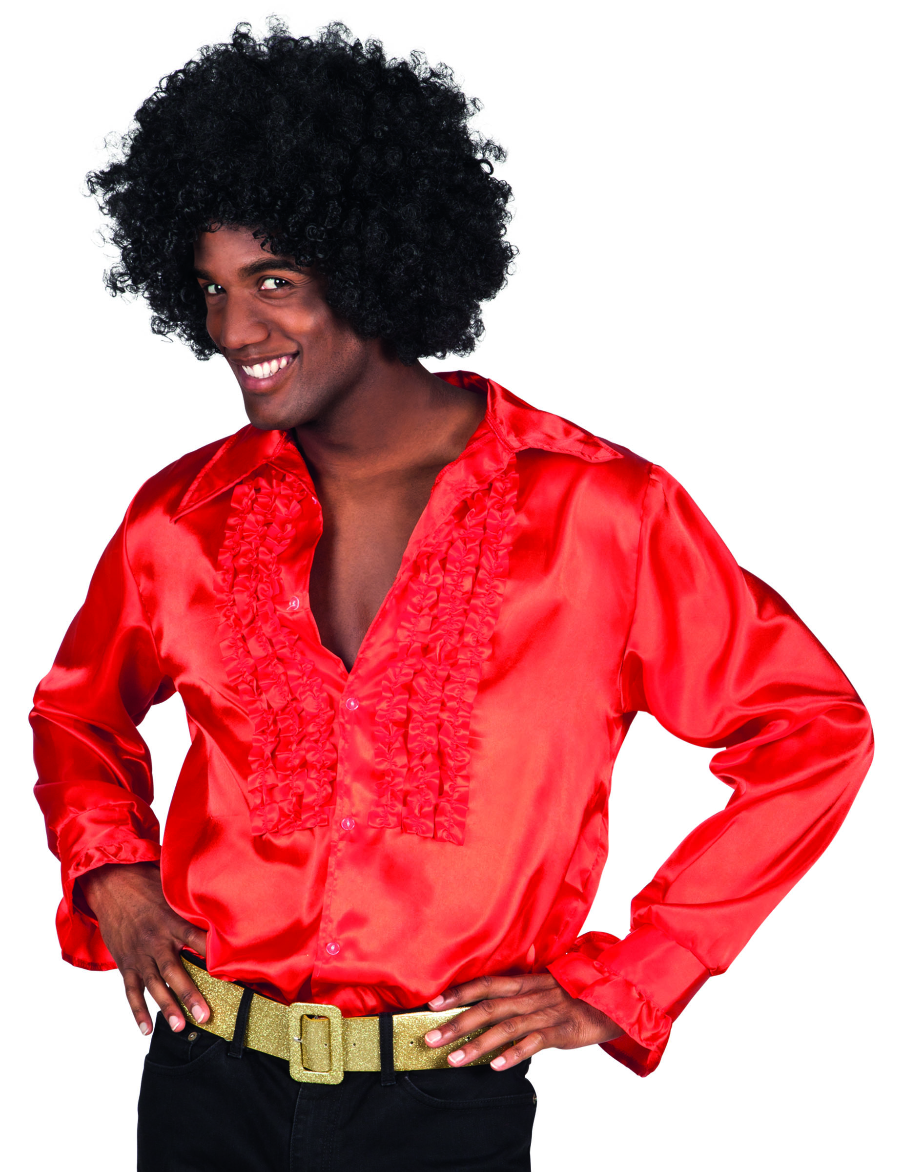 Disco-Erwachsenenhemd 70er-Jahre-Männerhemd rot von BOLAND BV