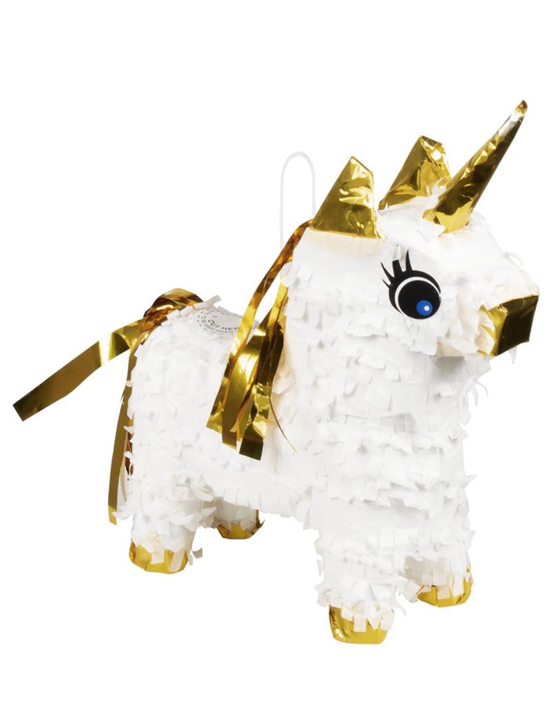 Einhorn Mini-Piñata weiß-goldfarben 21 x 17 cm von BOLAND BV