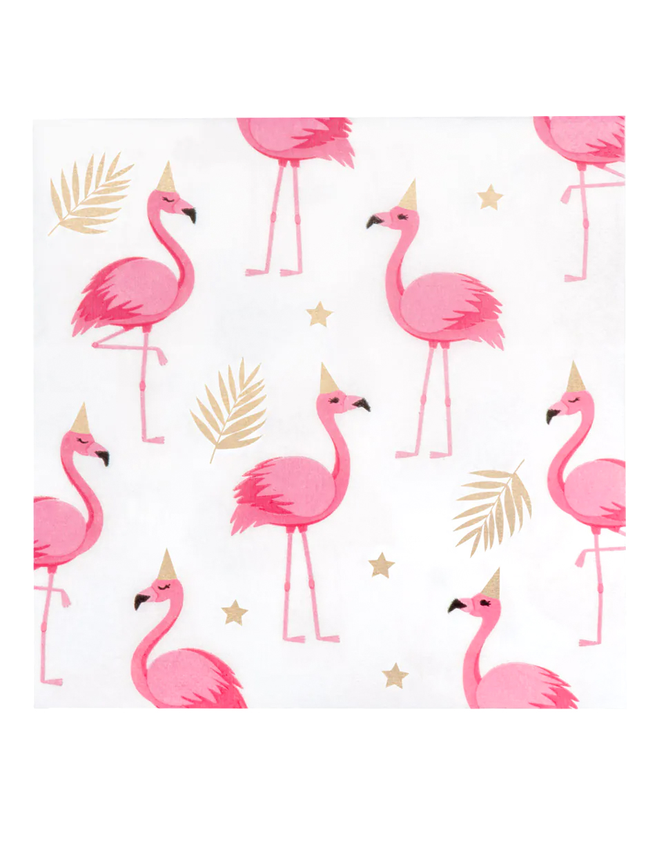 Flamingo-Servietten Tropen 20 Stück weiß-gold-pink 33 x 33 cm Flamingo-Servietten Tropen 20 Stück weiß-gold-pink 33 x 33 cm von BOLAND BV