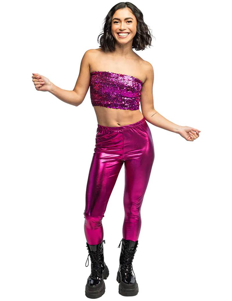 Fuchsia-rosa Pailletten-Minitop für Damen von BOLAND BV