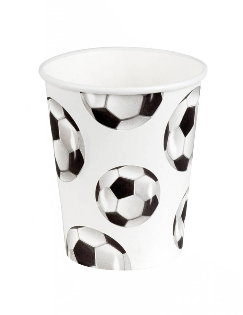 Fussball-Partybecher mit Ball-Motiv 6 Stück weiss-schwarz 250ml von BOLAND BV