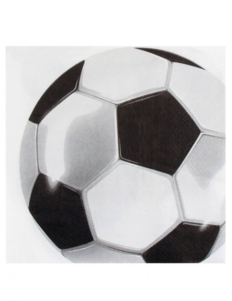 Fußball-Servietten Party-Tischdeko 20 Stück schwarz-weiss 33 x 33cm von BOLAND BV
