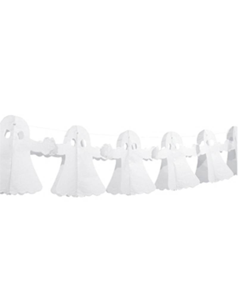 Geister Girlande Halloween Deko schwer entflammbar weiss 300x23cm von WIDMANN