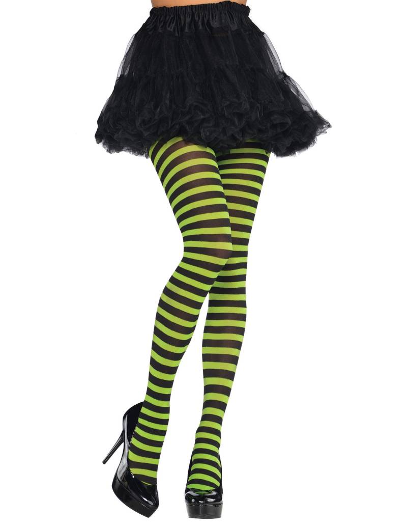 Geringelte Strumpfhose Kostüm-Accessoire grün-schwarz von WIDMANN