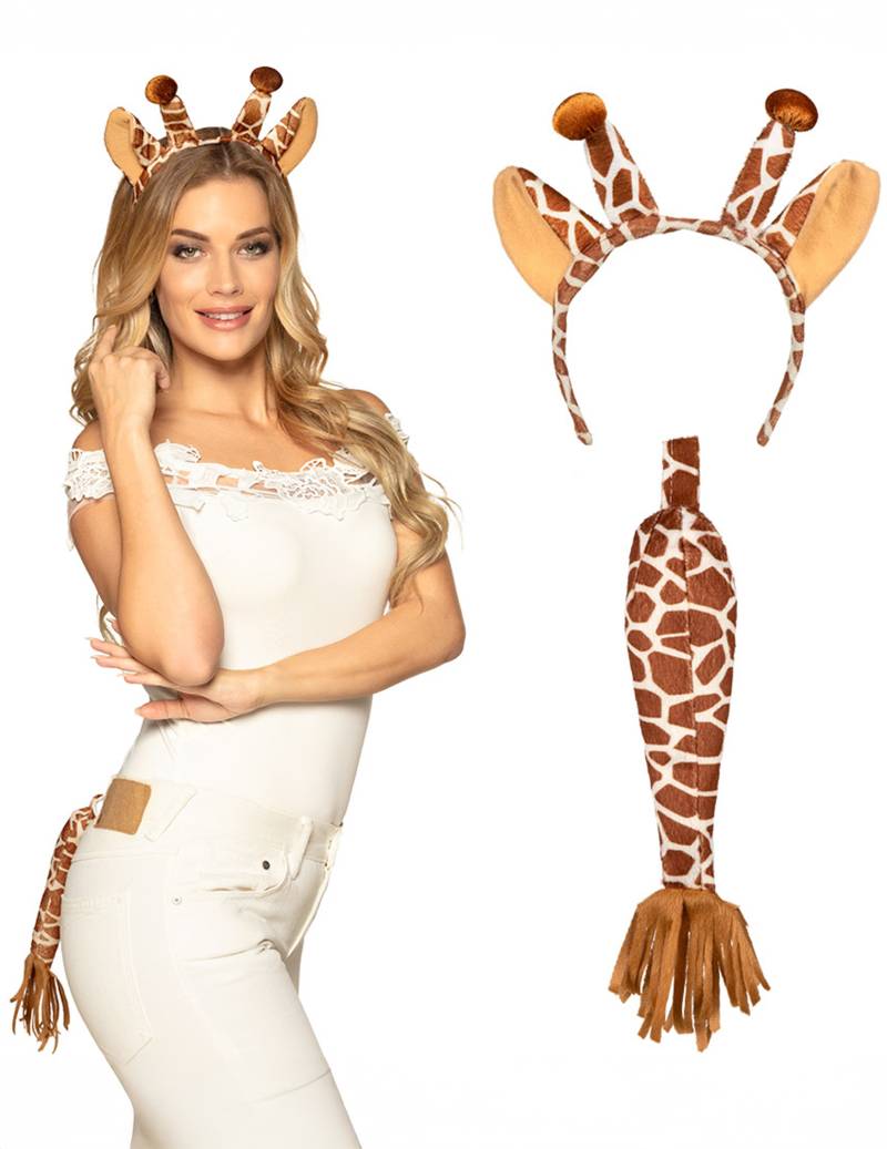 Giraffen Set Giraffenschwanz Giraffenohren braun-beige von BOLAND BV