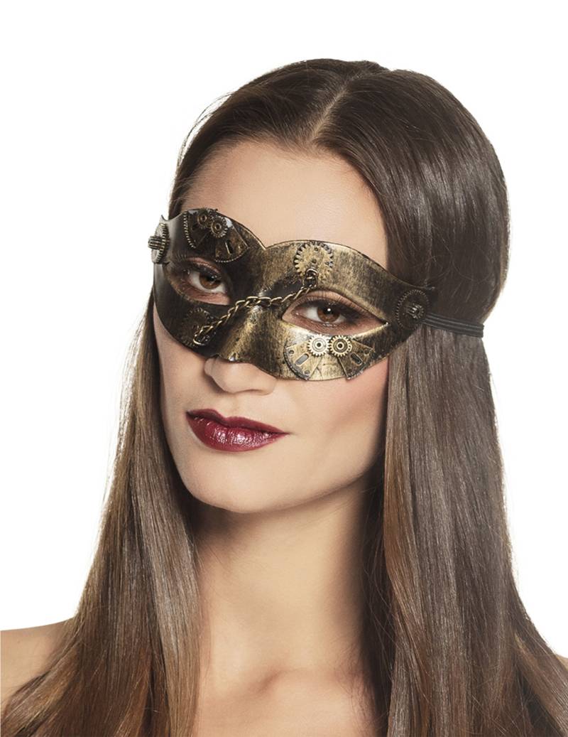 Glänzende Steampunk-Augenmaske gold von BOLAND BV