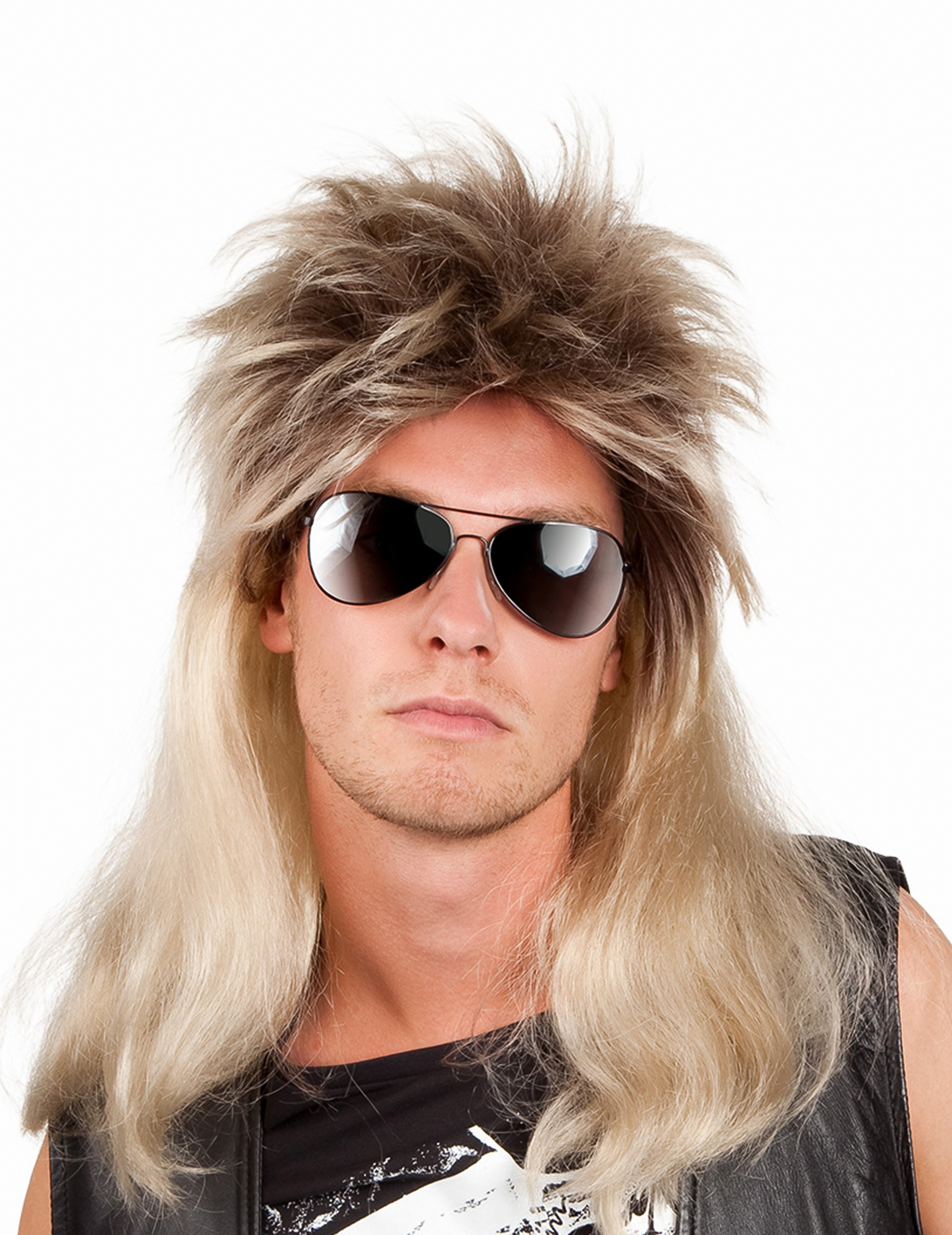 Glam-Rock-Perücke 80er-Herrenperücke lang blond von BOLAND BV