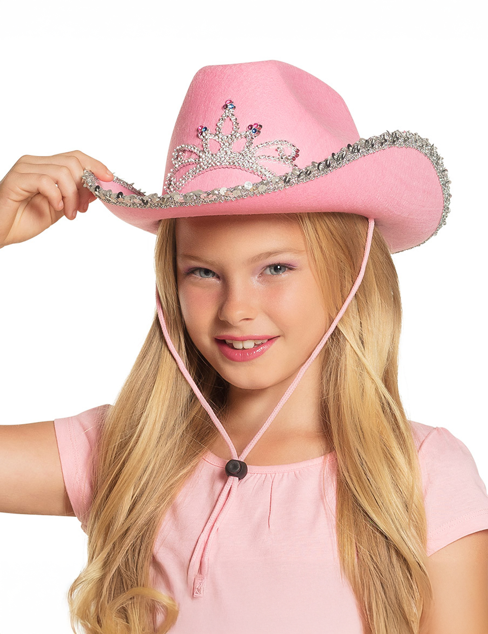 Glitzernder Cowgirl-Hut für Kinder mit Diadem rosa-silber Glitzernder Cowgirl-Hut für Kinder mit Diadem rosa-silber von BOLAND BV
