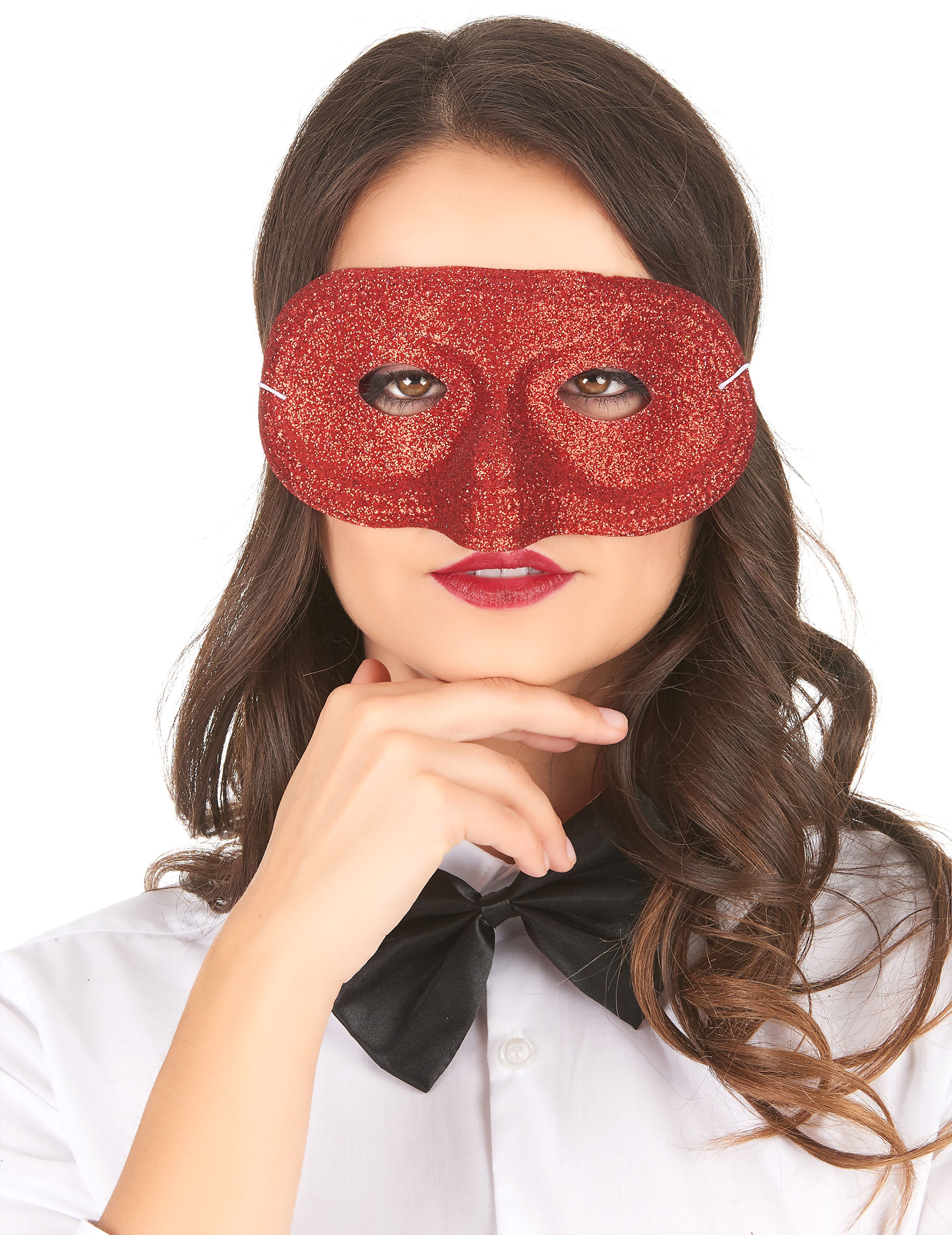 Halbmaske Glitzermaske für Fasching einfarbig von BOLAND BV