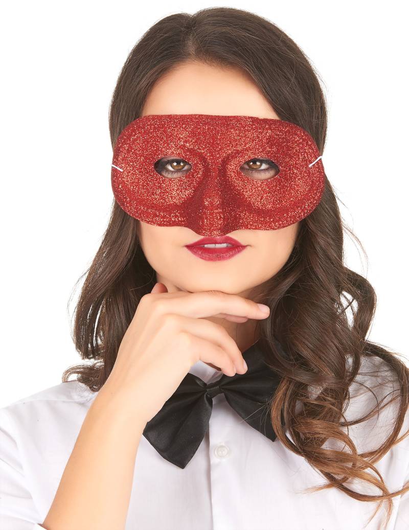 Halbmaske Glitzermaske für Fasching einfarbig von BOLAND BV