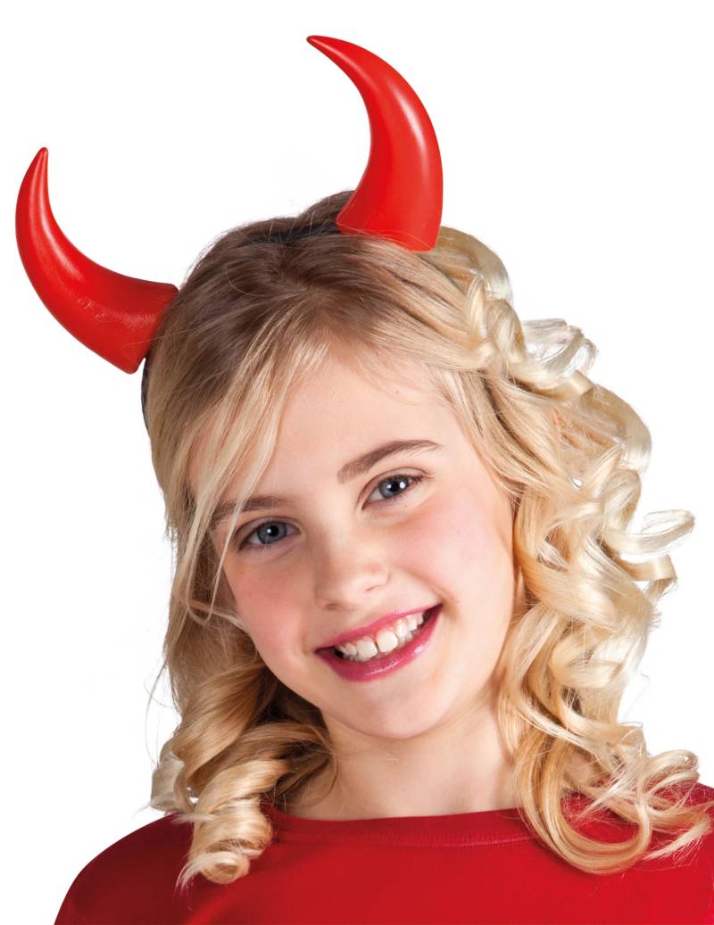 Halloween Hörner-Haarreif für Kinder rot-schwarz 11cm von BOLAND BV
