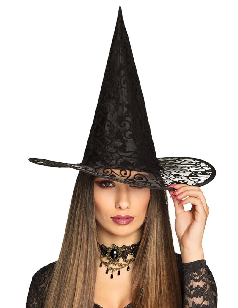 Hexenhut mit breiter Krempe Halloween schwarz von BOLAND BV