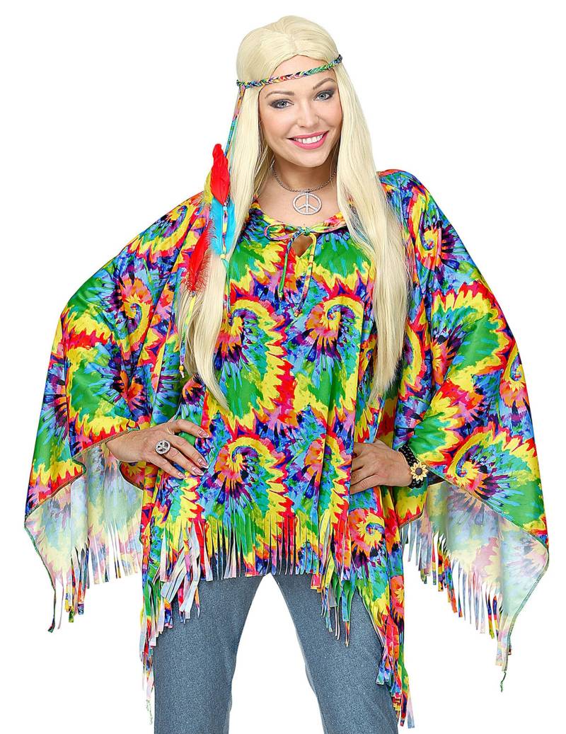 Hippie-Poncho Hippie-Kostüm Karnevalskostüm für Damen bunt von BOLAND BV