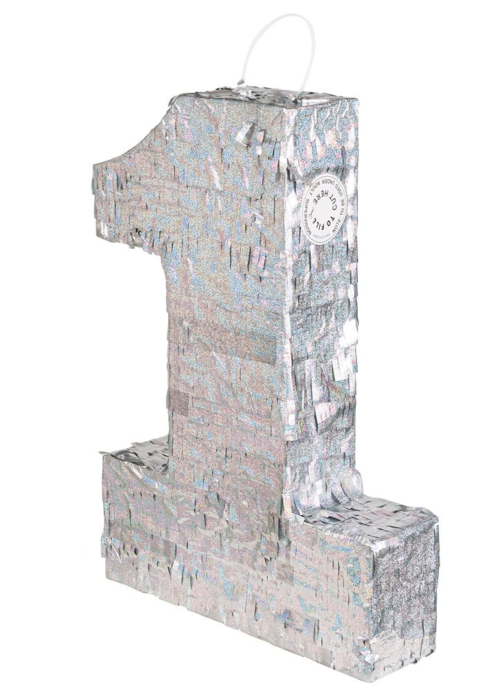 Holografische Piñata Zahl 1 Silber 40 x 28 x 8 cm festlich Holografische Piñata Zahl 1 Silber 40 x 28 x 8 cm festlich von BOLAND BV