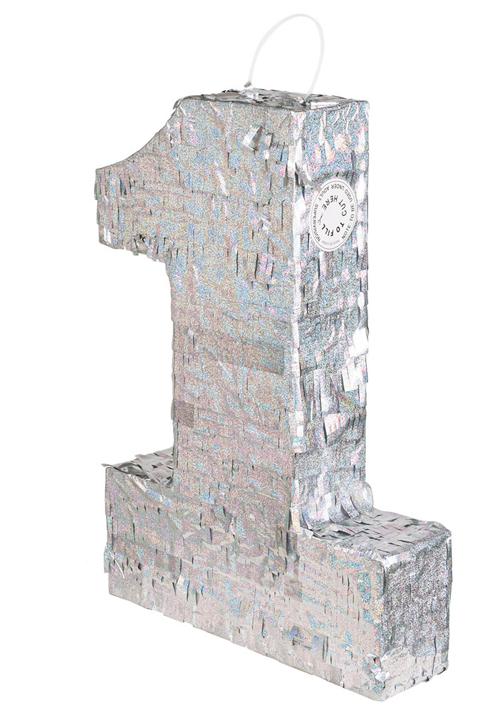 Holografische Piñata Zahl 1 Silber 40 x 28 x 8 cm festlich Holografische Piñata Zahl 1 Silber 40 x 28 x 8 cm festlich von BOLAND BV
