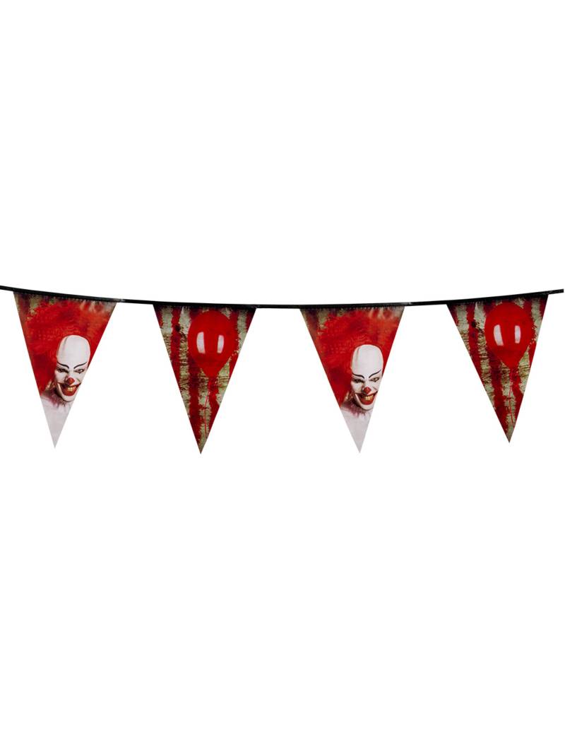 Horrorclown-Girlande Halloween-Dekoration rot-weiss-schwarz 30x600cm von BOLAND BV