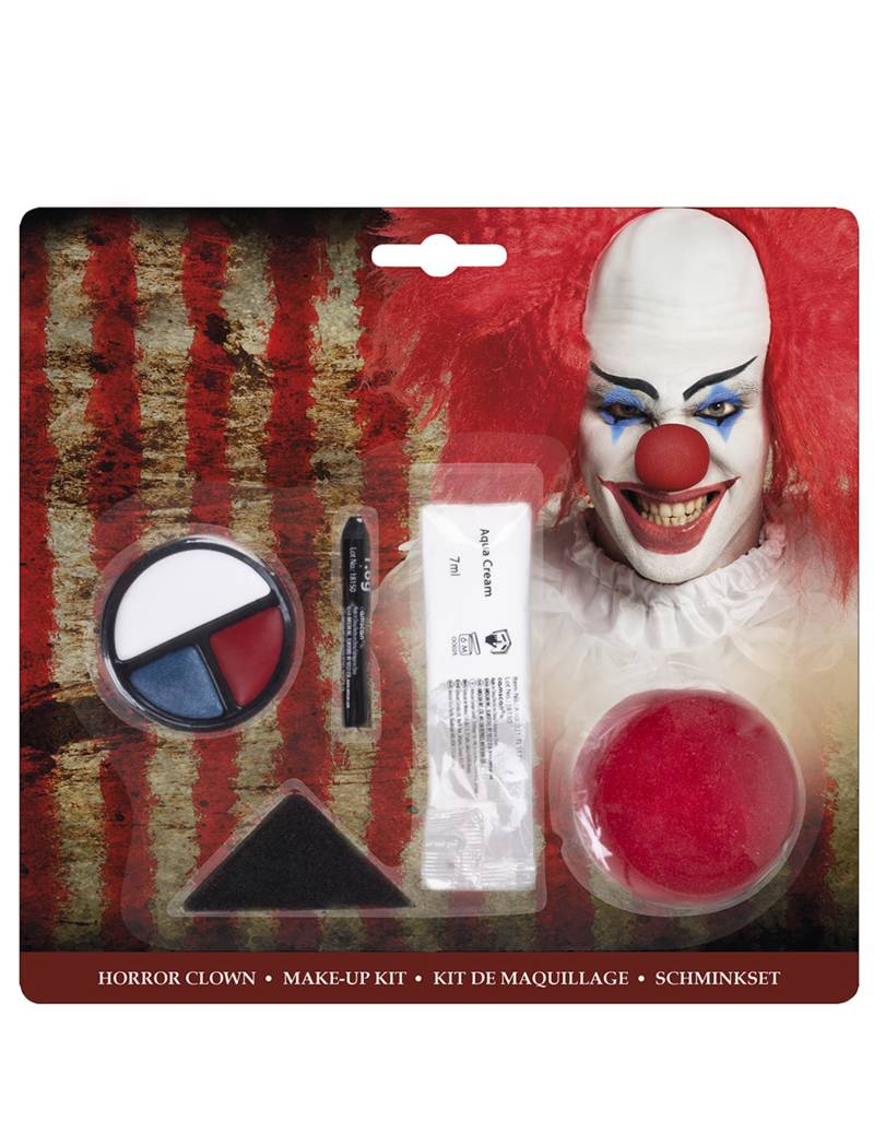 Horrorclown-Schmink-Set Halloween-Make-up blau-weiss-rot von BOLAND BV